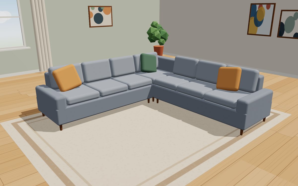 An assembled L-shaped sofa in a living room